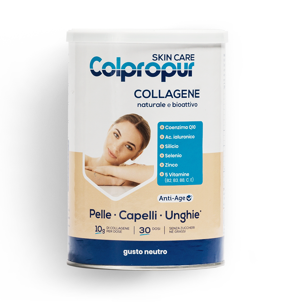 Colpropur SKIN CARE, integratore alimentare a base di collagene per pelle, capelli e unghie.